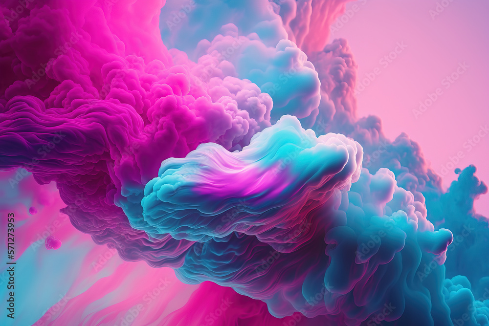 Colorful cotton candy in pink and blue color. Generative background