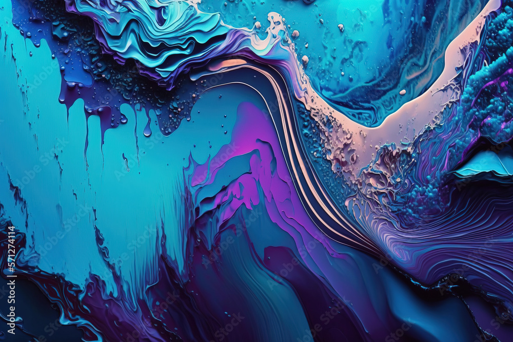 Fototapeta premium Blue liquid abstract background. AI Generative color mix painting