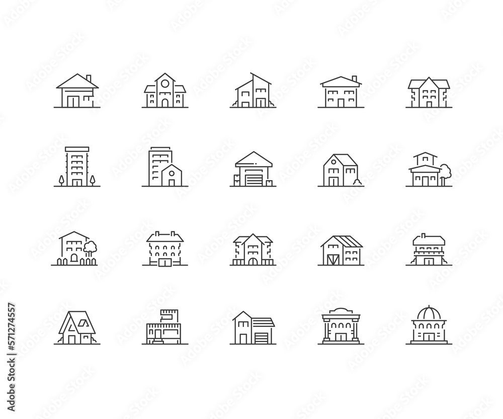Home and Residence line icons.
