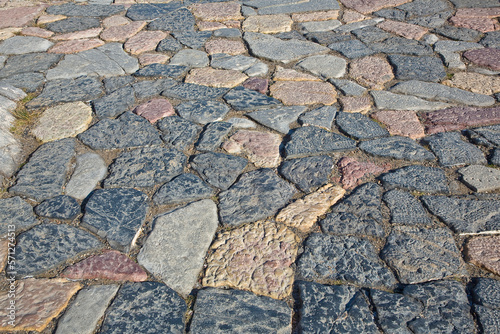 Slika na platnu Old italian paving built with irregularly shaped stone blocks called opus incert