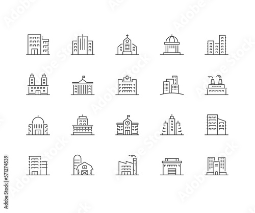 Building and Real Estate line icons.