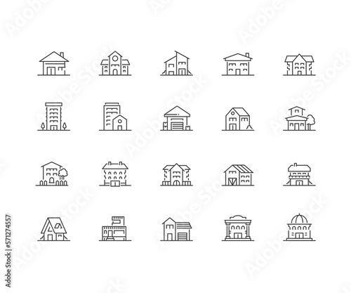Home and Residence line icons. 
