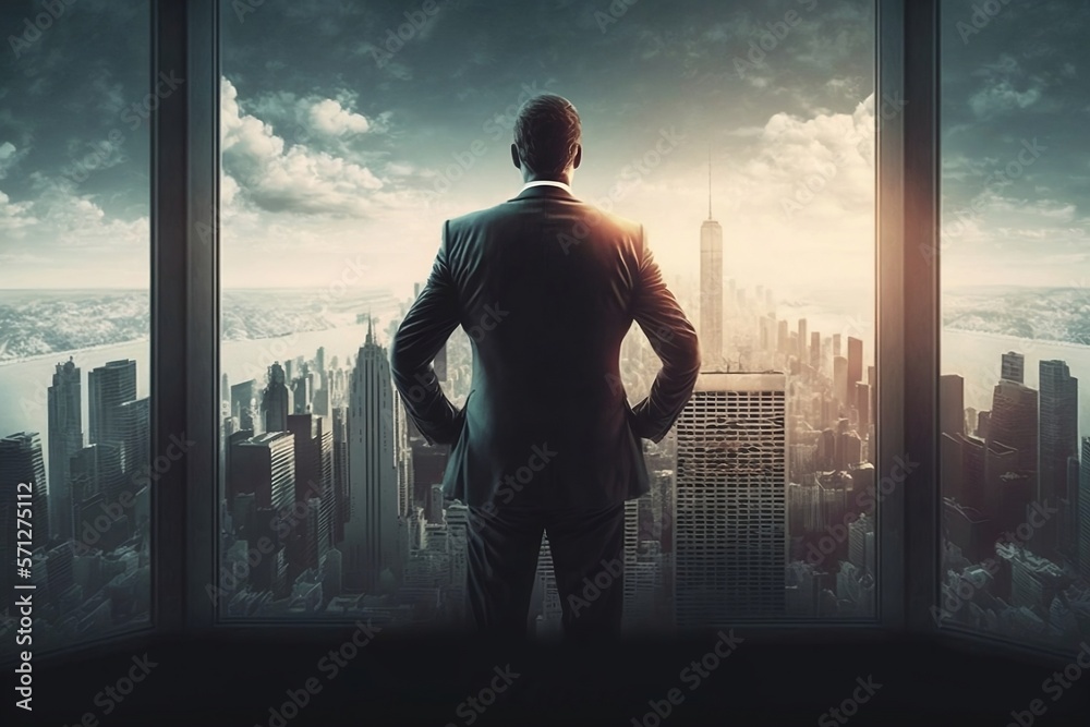 silhouette of a person standing on a building/Businessman