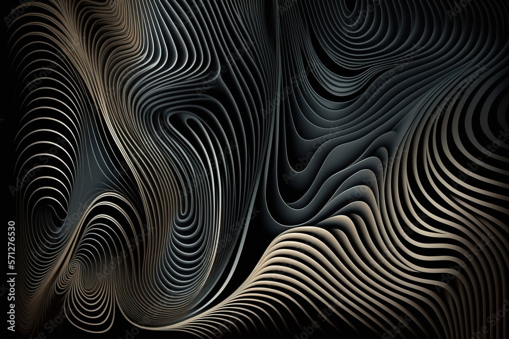 Stylized topographic contour in lines. Ai generative illustration