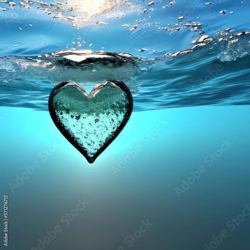 Water heart. AI generative. © Iaroslav