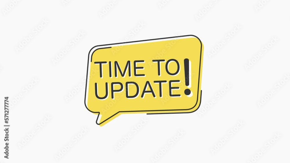 Yellow speech bubble icon with text time to update isolated on white background. Megaphone with speech bubble and text time to update on flat design. 4K video motion graphic Yellow speech bubble icon with text time to update isolated on white background. Megaphone with speech bubble and text time to update on flat design. 4K video motion graphic