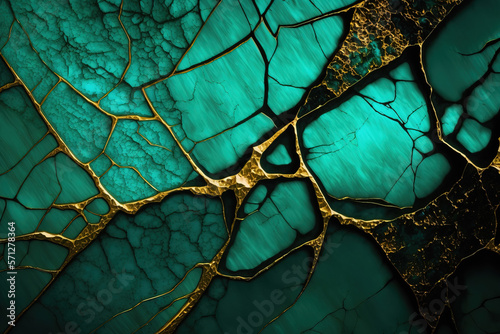 Turquoise abstract background with wave shapes. Ai generative illusration