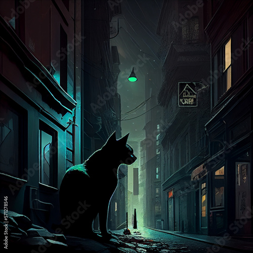 cat noir night street