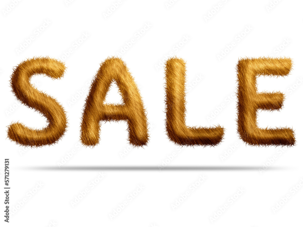 Sale text design with golden fur texture Sale text design with golden fur texture