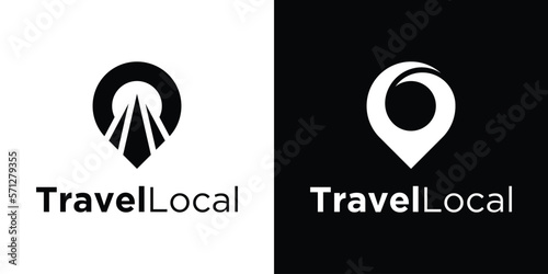 logo design pin location travel icon vector illustration