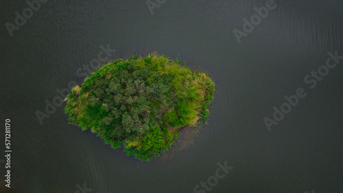 Small lonely island in the middle of the river
