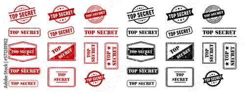 Set of grunge top secret seal. Top secret stamp collection