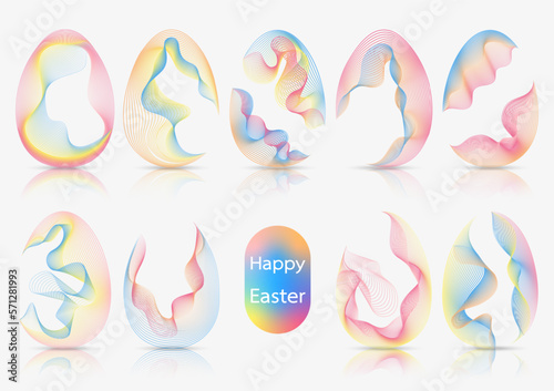 Wave effect set, Easter egg shape. Vector illustration