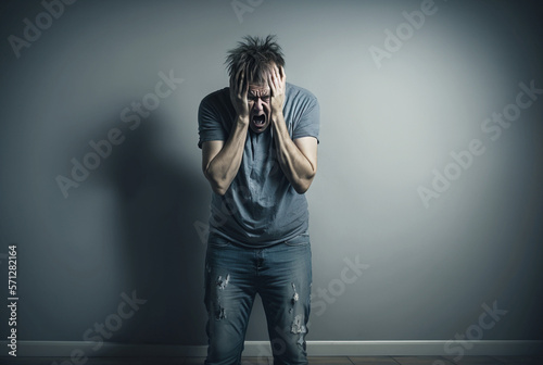 Fototapeta a man is going crazy ,abstract, mentally unstable or depressed