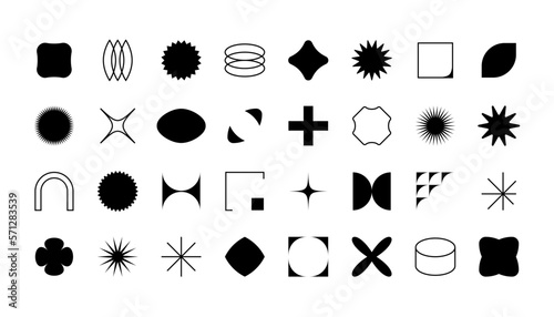 Bauhaus geometric shapes. Basic brutalist forms, swiss primitive minimal figures simple composition. Vector modern set