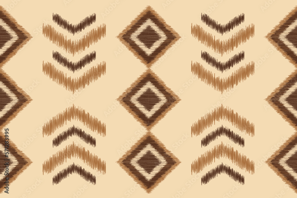 Ethnic Ikat fabric pattern geometric style.African Ikat embroidery Ethnic oriental pattern white brown cream background. Abstract,vector,illustration. For texture,clothing,wrapping,decoration,carpet. Ethnic Ikat fabric pattern geometric style.African Ikat embroidery Ethnic oriental pattern white brown cream background. Abstract,vector,illustration. For texture,clothing,wrapping,decoration,carpet.