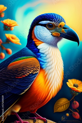Colorful Bird Illustration - Generative A.I Art