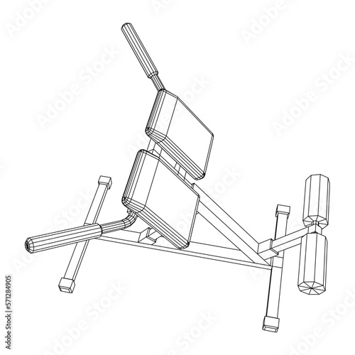 Modern exercise machine for the back and abs. Hyperextension simulator.