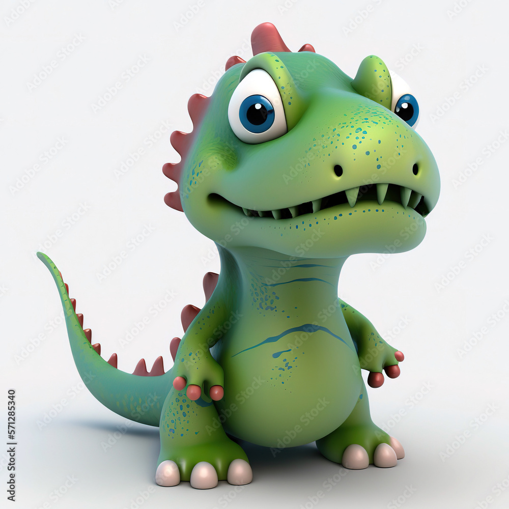 Fototapeta premium 3d toy green dinosaur cartoon ,generative ai