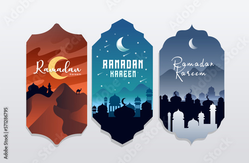vector ramadan label collection