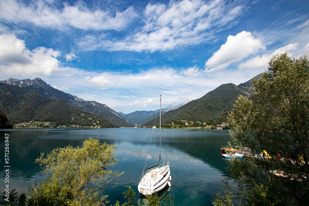 Mountain landscape point of tourist interest Lake Ledro Trentino Italy