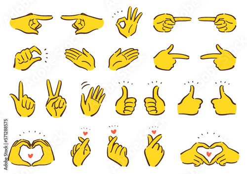 ハンドサイン　指ハート　アイコンセット(カラーバージョン)