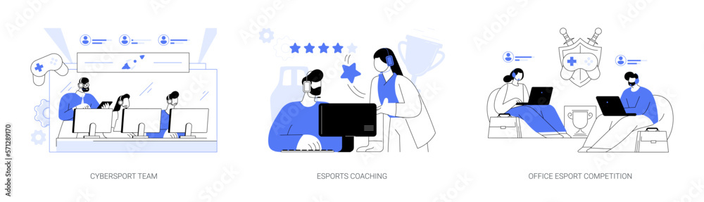 E-games tournament abstract concept vector illustrations.