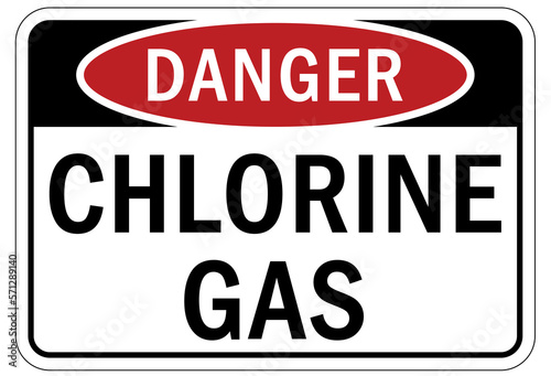 Chlorine chemical warning sign and labels chlorine gas