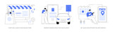 Online store pickup service abstract concept vector illustrations.