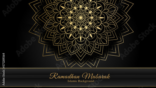Eid Mubarak greeting background design with gold element.