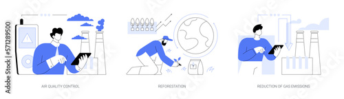 Containment of global warming abstract concept vector illustrations.