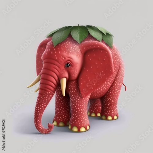 3d rendered emoji of a strawberry Pink elephant - 3D Illustration photo