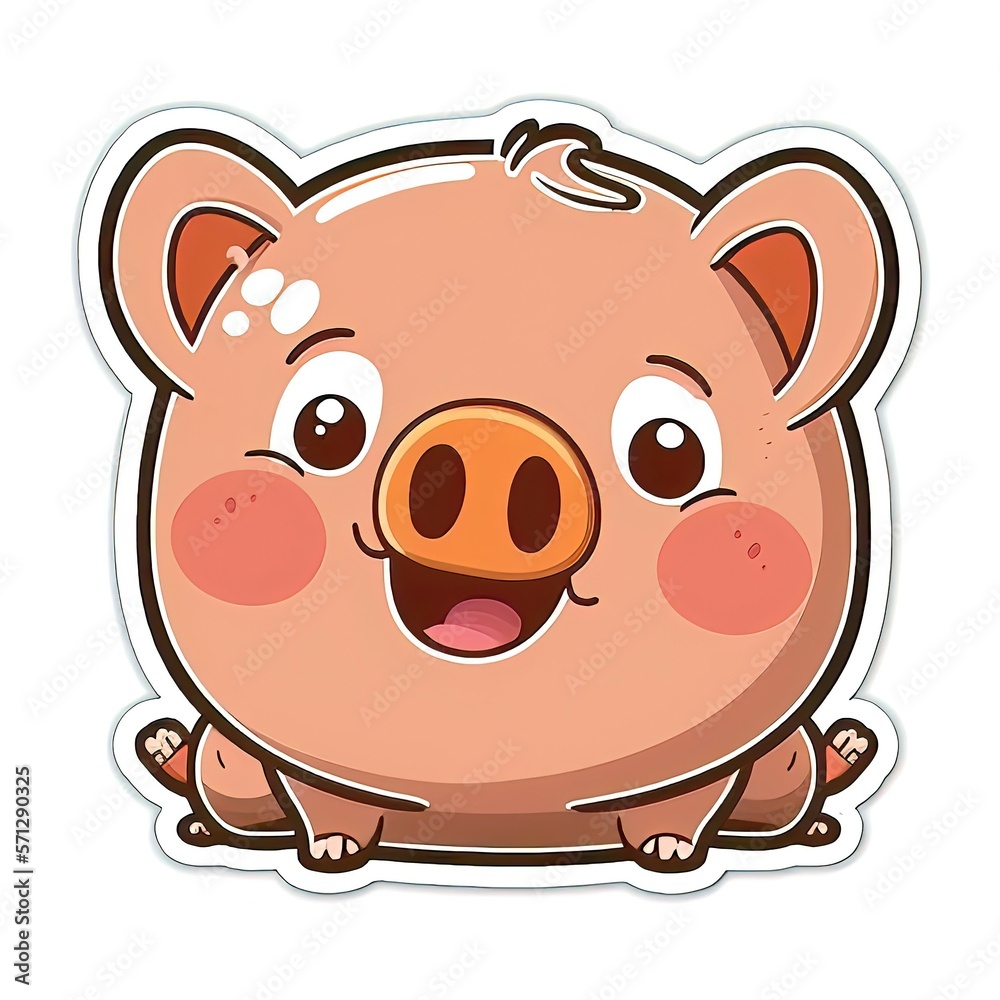 cute cartoon pig sticker mascot for your next adventure generated ai