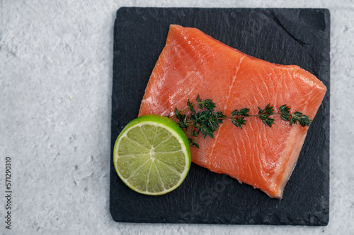 Fresh salmon with , greens ...