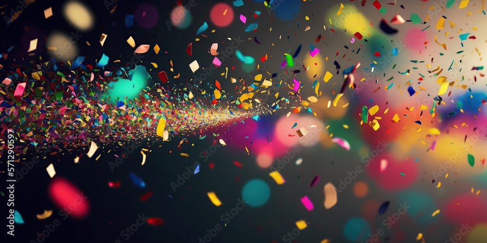 blurry illustration of colorful confetti on a black background, Generative AI blurry illustration of colorful confetti on a black background, Generative AI