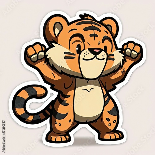 get your adorable cartoon tiger sticker today generative ai