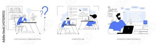 Computer skills requirement abstract concept vector illustrations.