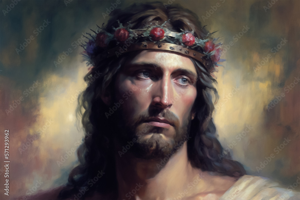 Jesus Christ oil painting. Generative AI Stock Illustration | Adobe Stock