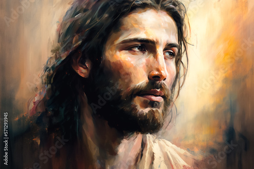 Jesus Christ oil painting. Generative AI