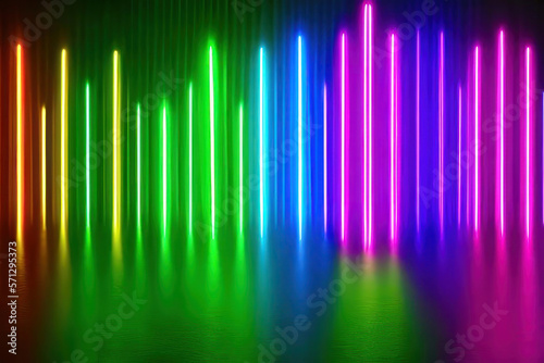 Abstract neon stripes, background. AI generative.