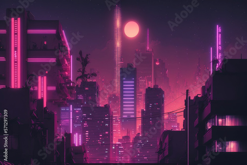 city at night.Generative Ai