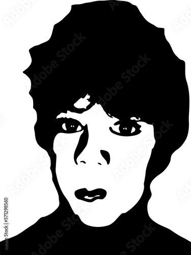 Little baby boy face stencil on a white background. Vector art.
