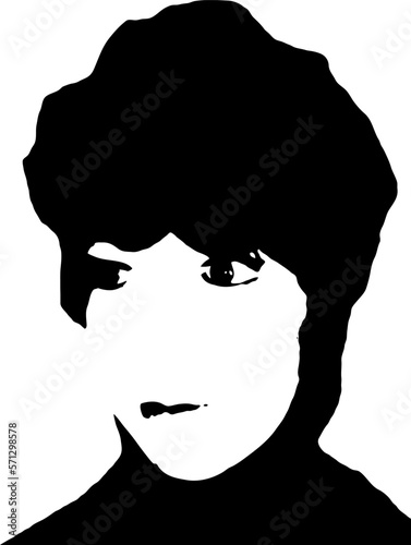 Little baby boy face stencil on a white background. Vector art.