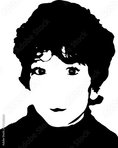 Little baby boy face stencil on a white background. Vector art.