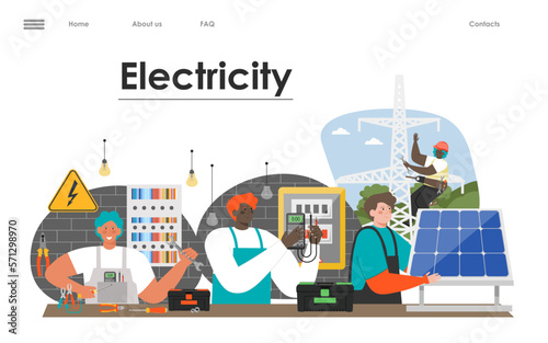 Electricity service flat vector web page template