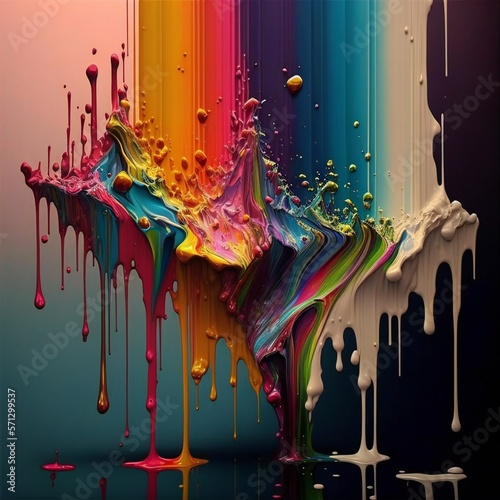 Abstract colorful bright vivid colors liquid acrylic paint. ai