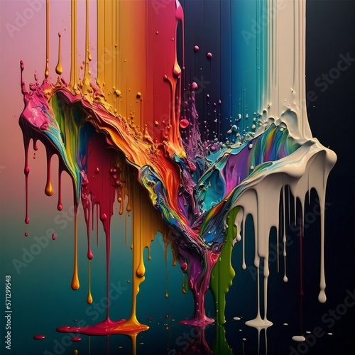 Abstract colorful bright vivid colors liquid acrylic paint. ai