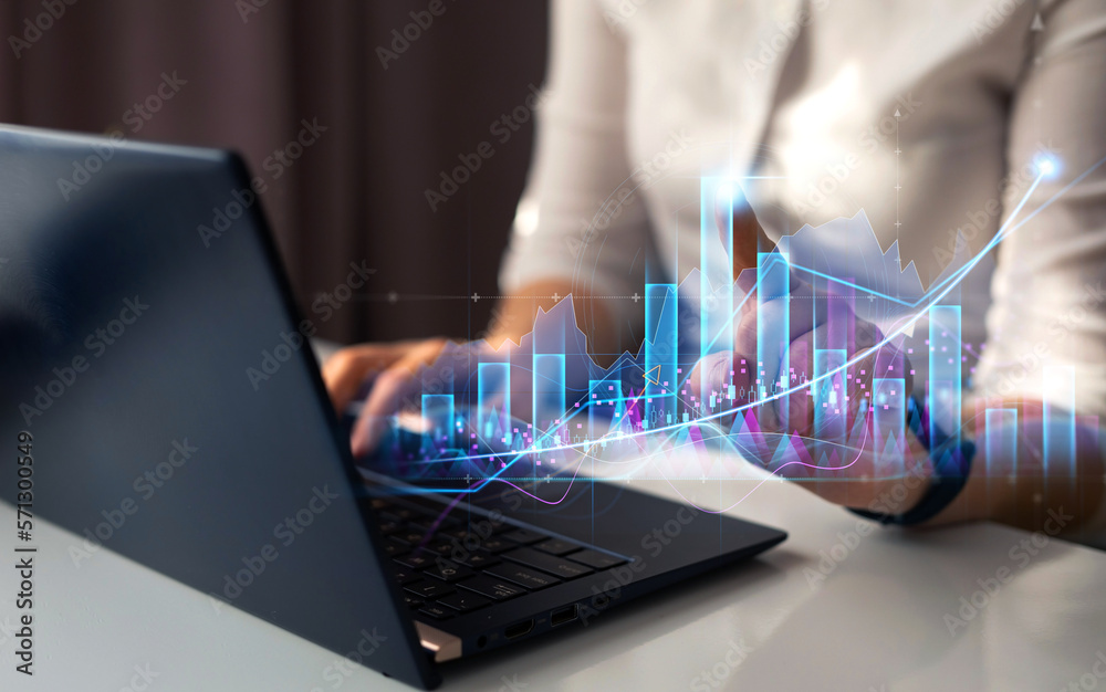 Business person draws graph of growth and development of company and strategy towards success. Business person draws graph of growth and development of company and strategy towards success.