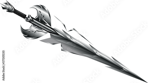 The mighty, sharp steel sword made from the cold steel of the meteorite is admirable.
