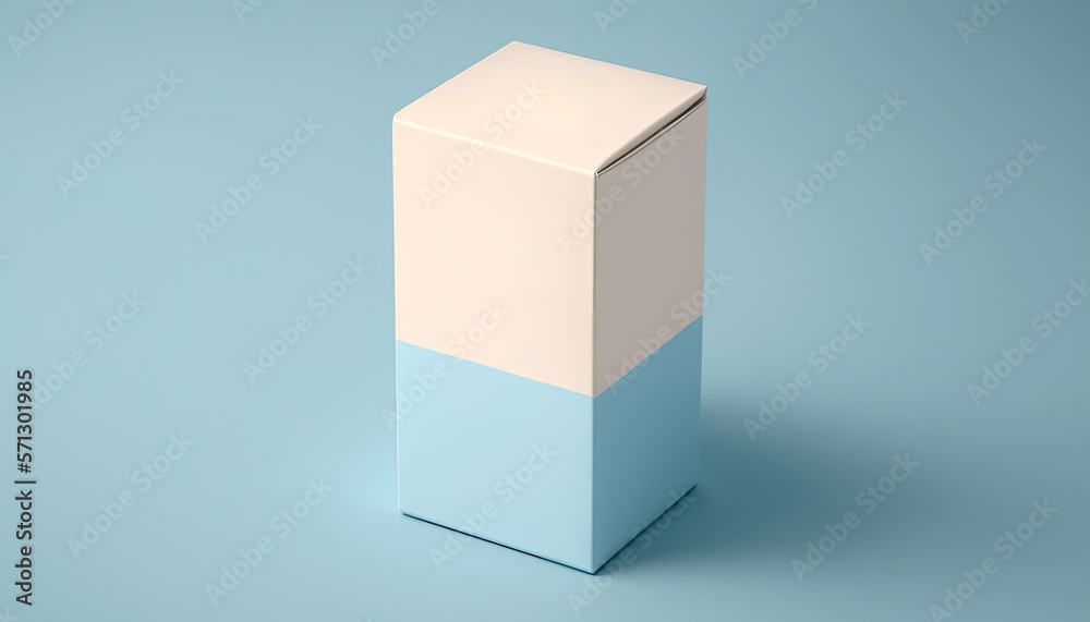 Obraz premium Box of cosmetics or drugs on a blue background. Mockup with copy space. Medicine, health insurance or pharmacy concept. Generative AI